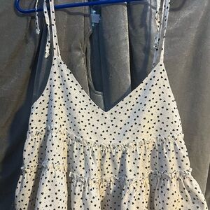 Elegant Cream and Black Heart Print Camisole